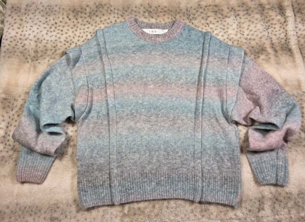 IRO Paris Valya Alpaca Wool Oversized Sweater Small Pastel Ombré Striped